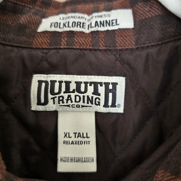 Duluth Trading Men's Folklore Flannel Insulated Shirt Jacket Black Brown XLT - Picture 5 of 8